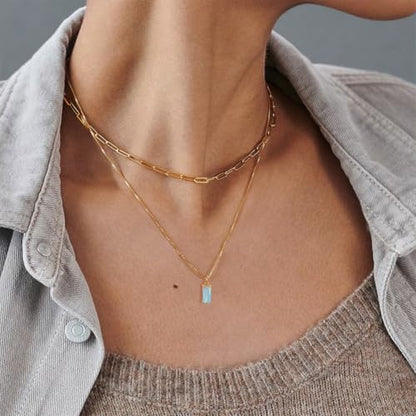 Dainty Gold Charm Necklaces for Women Non Tarnish, 14K Trendy Blue Green Cubic Zirconia Emerald Pendant Birthstone Necklaces Birthday Gifts for Women Waterproof Jewelry - color: 12-December(Tanzanite)