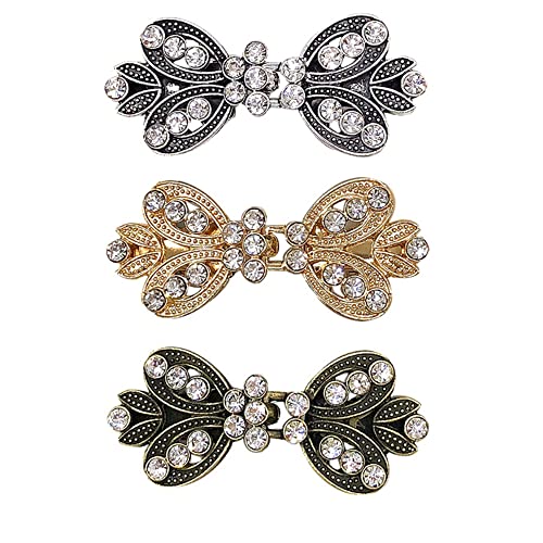 3pcs women's Vintage diamond Cardigan Collar Clip Shawl cape buckle Can be used as dress tightening clip sweater accessories - color: A