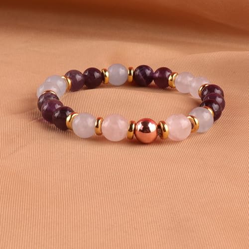 KSQS Healing Stone Bead Bracelet for Women, Natural Gemstones Balance Protection Bracelet, Spiritual Crystal Beads Bracelet Anxiety Relief with Meaning Card - color: Good Vibes