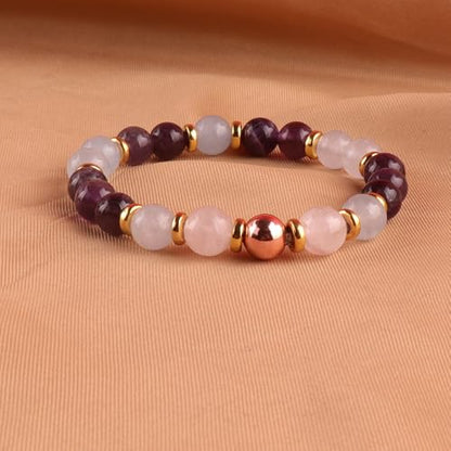 KSQS Healing Stone Bead Bracelet for Women, Natural Gemstones Balance Protection Bracelet, Spiritual Crystal Beads Bracelet Anxiety Relief with Meaning Card - color: Good Vibes