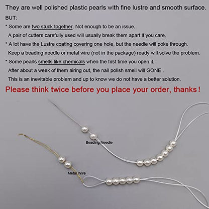 INSPIRELLE 360pcs 12mm White Art Faux Pearl Beads ABS Round Loose Spacer | for DIY Craft Necklaces Bracelets Jewelry Making - color: White, size: 12mm