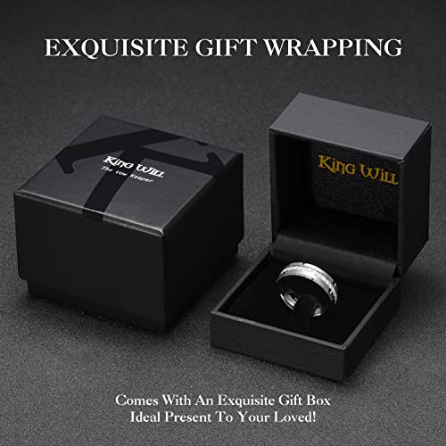 King Will 8mm Tungsten Carbide Rings for Men Cubic Zircon Stones Inlay - color: Silver 8mm