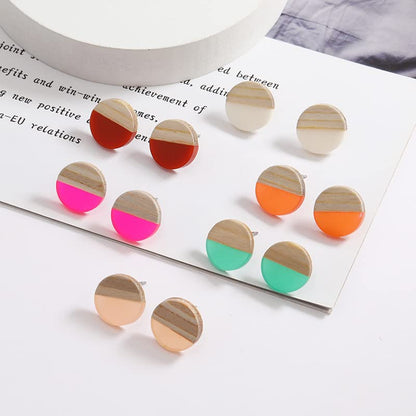 Retro Wooden Resin Geometric Bar Drop Dangle Earrings Layered Leopard for Women Polymer Clay Lightweight Statement Jewelry - style: 18