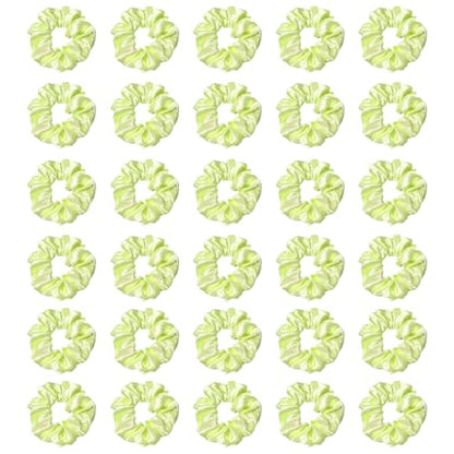 Silk Hair Ties Ponytail Holder Hairs Bow Ropes Elastics Hairtie Accessories Wide 0.8inch on Hair No Damage No Crease for Women Curly Thick Wavy Hair(30Pcs Pale Yellow) - color: Pale Yellow