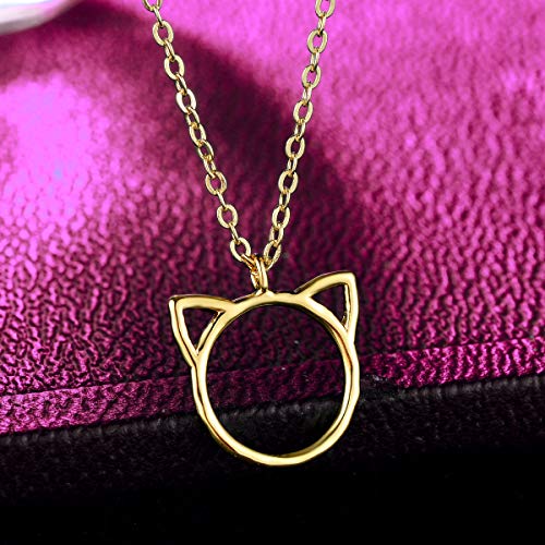 Valloey Rover Gold Necklaces for Women | Dainty 14K Gold/Sterling Silver Plated Cubic Zirconia Star Moon Pendant Necklaces Twist Rope Chain Simple Jewelry for Women - style: Gold-Cat