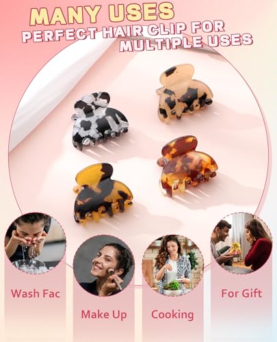 Molans 12 Pcs Small Hair Clips Mini Claw Jaw Clips Women Girls Thin Hair | Tiny Short Acrylic Cute Clips Non Slip Little Hair Accessories Clamps for Half Updo Styling Fine Hair Bangs Kids Toddlers - color: Amber