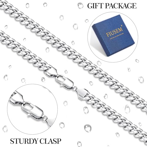 Fiusem Cuban Link Chain for Men | 4/5/6/8mm Miami Cuban Chain Necklace for Men Women, Stainless Steel Necklace 18-28 Inch - size: Length 20 Inch, style: 8mm silver