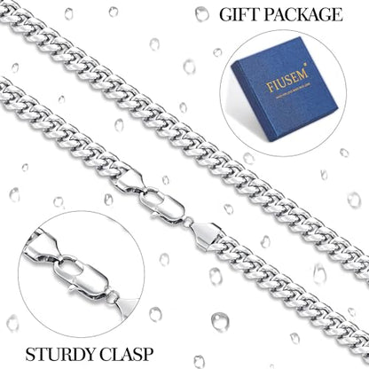 Fiusem Cuban Link Chain for Men | 4/5/6/8mm Miami Cuban Chain Necklace for Men Women, Stainless Steel Necklace 18-28 Inch - size: Length 28 Inch, style: 8mm silver