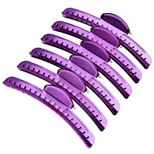 Vintage of Metal Finger Wave Hair Clips Clamps Aluminum Tip Finger Hair Clips Modeling Clamps Suitable for home and outdoor (12PCS Purple) - color: Purple