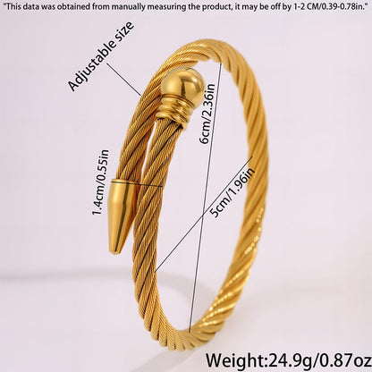 Modern Gold Bracelet for Women – Stainless Steel Braided Steel Bead Nail Bangle, Edgy Industrial Design, Everyday Fashion Jewelry