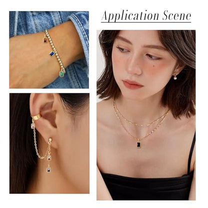 9Pcs Cubic Zirconia Crystal Charms Rectangle Brass Golden Plated Pendants Faceted Crystal Drop BirthstoneDangle Charms for DIY Necklace Earring Jewelry Making 12x5.5x4mm - color: Rectangle #2