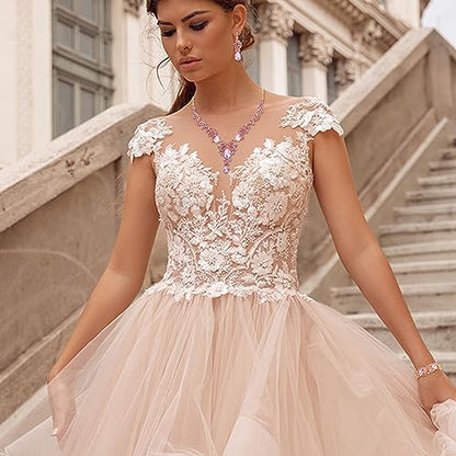 EVER FAITH Rhinestone Crystal Bridal Floral Wave Teardrop Necklace Earrings Set - color: 4pcs_Pink