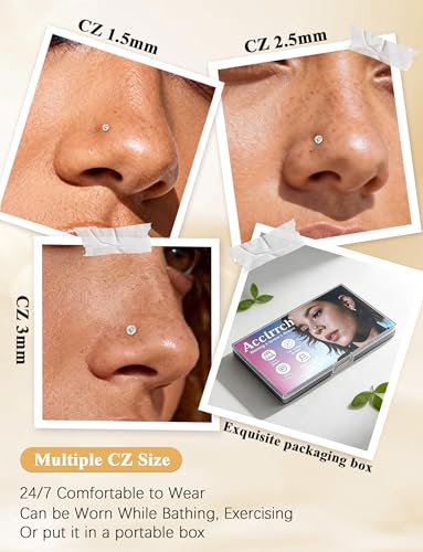 8Pcs Nose Rings Studs Set for Women Men: Hypoallergenic G23 Titanium/316L Surgical Stainless Steel Nose Studs, Nickel-free Lead-free L Shaped Corkscrew Nose Piercing Jewelry CZ 1.5mm 2mm 2.5mm 3mm - style: Titanium 8Pcs 20G L Shaped Silver