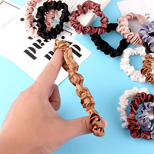 12 Pieces Silk Hair Scrunchies Silk Hair Tie Elastic Ponytail Holders for Women Girls Hair Accessories-002 - color: 002