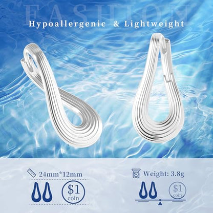 Gold Silver Huggie Hoop Earrings for Women 18K Gold & Sterling Silver Plated Cubic Zirconia Hoop Earrings Double Small Huggie Earring Lightweight Hypoallergenic Trendy Jewelry Gift - color: 03-Minimalist Silver