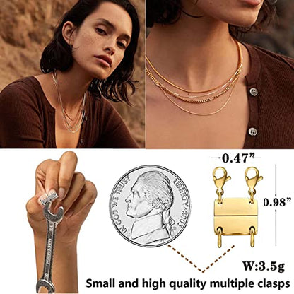Dailyacc Layering Magnetic Necklace Clasp,18 K Gold and Silver Separator for Stackable Necklaces - color: 1PCS - 2 Gold