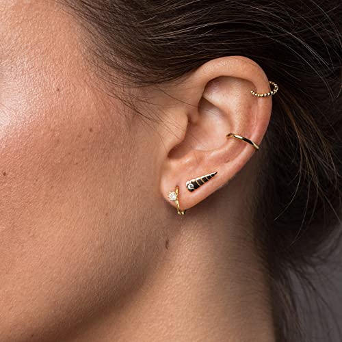 DAILY VIBES Dainty Butterfly Cross CZ Small Huggie Hoop Earrings for Women | Hypoallergenic, 14K Gold Plated Hoops, Tiny Cubic Zirconia, Cartilage Hoop Earrings for Women Trendy - color: Single Stone