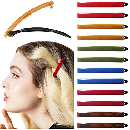 12pcs Hair Barrettes Set for Women and Girls, Hair Clips for Thick Thin Fine Hair, Non-metal Hair Accessories, Non-Slip Grip Handmade Snap Hairpin, BPA Free | Non-metal BPA-free snap hairpins with a non-slip grip for thin, fine or thick hair; handmade in