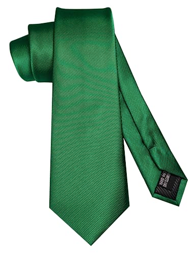 JEMYGINS Solid Color Formal Necktie and Pocket Square Tie Clip Sets for Men - color: Green
