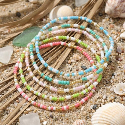 14K Gold Plated Beaded Bracelets Stack Set for Women,Stretch Boho Ball Jewelry Friendship Trendy - color: Blue