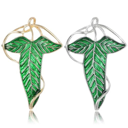 2Pcs Elven Green Tree Leaf Enamel Pin, Cloak Costume Accessories Cloak Clasp Brooches Green Brooch Pins Enamel Cloak Pin for Christmas Festive Attire and Cosplay Jewelry