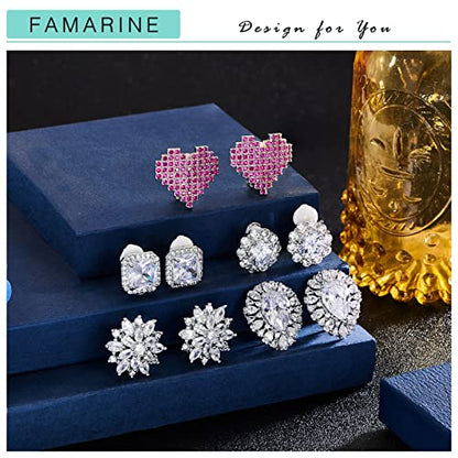 FAMARINE CZ Clip on Earrings for Women Clip Earring Non-pierced Earrings - style: Snowflake