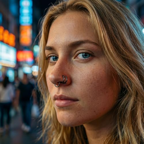 Zolure Fake Piercing Fake Eyebrow Ring Fake Lip Labret Studs Replacement Balls Spike with 100pcs Sticker Non-Piercing Body Jewelry - color: Mix Color #2