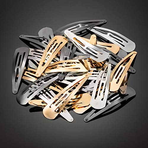 Geyoga 30 pcs 4 Inch Large Metal Snap Hair Clips Snap Barrette for Women | Gold Silver Gun Black, Strong Spring, No Slip Hold, Thick Fine Hair, Party Daily Use