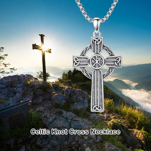 Cross Necklace for Men Women 925 Sterling Silver Cross Pendant Necklace Christian Religious Jewelry Gifts for Anniversary - color: 1-Celtic Cross-3