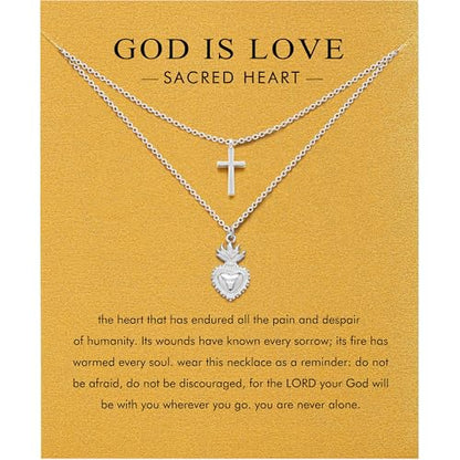 Baydurcan Dainty Silver Necklace for Women Ankh Horse Celtic Necklace Gifts | Dainty charm gifts for friends sister mother, birthday, christmas, graduation gifts. Ready to give with card & envelope. - style: Sacred Heart