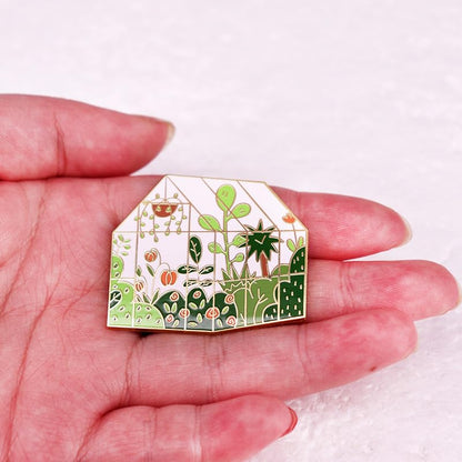 Sunshine Greenhouse Flower House Enamel Lapel Pin Garden Plant Greenhouse And Flower Shed Badge Brooch Accessories For Plant Enthusiast