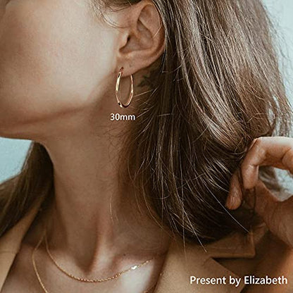 18K Gold Plated Hoop Earrings - 925 Sterling Silver Hoop Earrings Womens Hypoallergenic Hoops | Square Tube Hoop Earrings for Women 15mm/20mm/30mm/40mm - color: Rose Gold 15-20-30mm