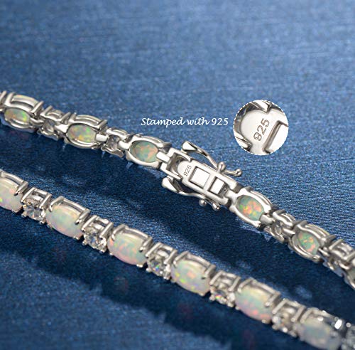 FANCIME Glamour Radiance Sterling Silver Birthstone Tennis Bracelets 7" | Charm Fine Jewelry Birthday Gifts for Women - color: OCT-Opal