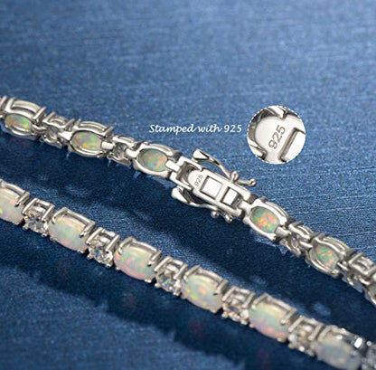FANCIME Glamour Radiance Sterling Silver Birthstone Tennis Bracelets 7" | Charm Fine Jewelry Birthday Gifts for Women - color: OCT-Opal
