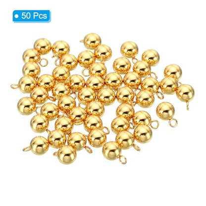 PATIKIL 50pcs Steel Bead Charm, Stainless Steel Ball Bracelet Charm Pendants Metal Round Beads Small Bulk for Jewelry Making - color: Gold Tone, size: 6mm