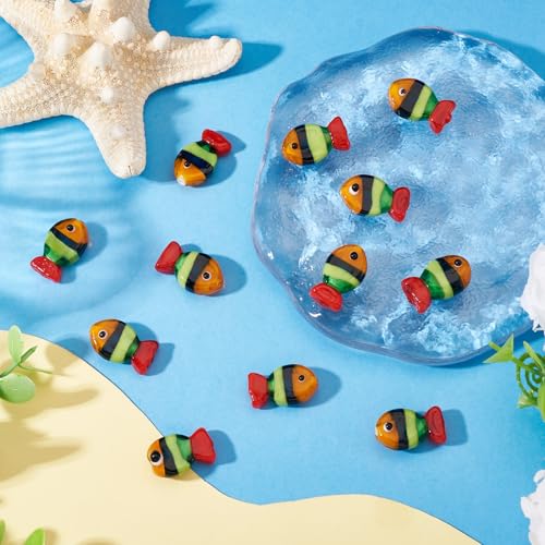 Cheriswelry 12Pcs Glass Fish Beads Handmade Lampwork Beads Marine Life Animal Bead 20-21mm for DIY Earring Bracelet Necklace Keychain Jewelry Making Summer Crafts - color: Mixed Color 2