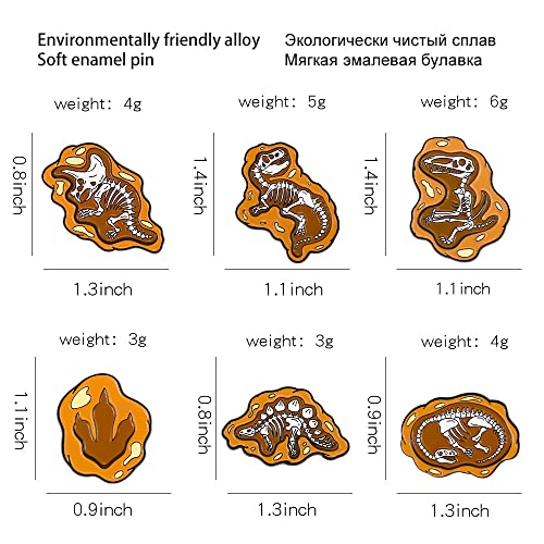 ROFARSO Dinosaur Enamel Lapel Pin Set Fossils Dinosaur Skeleton Pin, Accessory for Backpacks Clothing Bags Hats Shirts