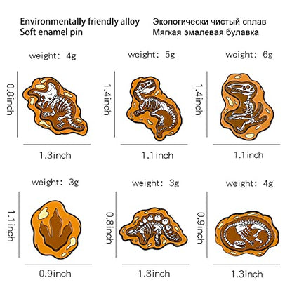 ROFARSO Dinosaur Enamel Lapel Pin Set Fossils Dinosaur Skeleton Pin, Accessory for Backpacks Clothing Bags Hats Shirts