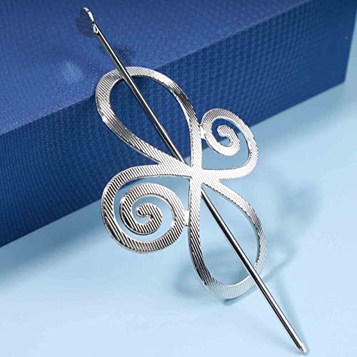 Vintage Celtic Knot Hair Slide long Hair Stick Slide Pin Barrette Celtic Infinity Hair Barrette Silver Metal Bun Holder Clip Barrette Hair Accessories for Women (Silver)