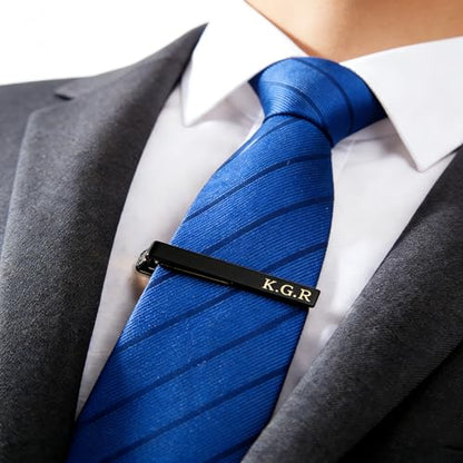 Custom Tie Clips for Men,Personalize Engraved Tie Bar,Stainless Steel Tie Clip for Business, Wedding, Anniversary, Father's Day Gifts,Ideal for Groomsman Best Man Dad Husband Boyfriend - style: 4-Black
