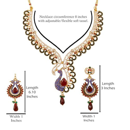 Touchstone Indian Bollywood Traditional Craftsmanship Mughal Designer Jewelry Wedding Necklace Set in Antique Gold Or White Tone for Women. - style: D411 Multicolor