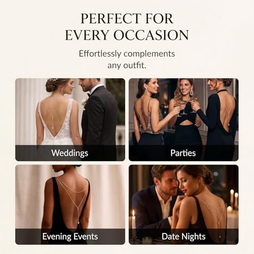 Back Necklace for Backless Dress Rhinestone Body Chain Jewelry for Women Backdrop Necklace Bridal Dress Crystal Wedding Jewelry Gift - color: A1:SetB