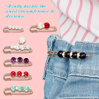 Hicarer 18 Pcs Pearl Safety Pin Brooches for Women Decorative Safety Pins for Clothing Sweater Shawl Clips Pant Waist Tightener Cardigan Collar Clips(Bright Style) - style: Bright Style