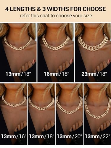 Chunky Gold Necklace for Women, 14K Gold Cuban Chain with Oval Spring Ring, 13MM/16MM/23MM 14K Gold Plated Womens Gold Chain Necklace Hip Pop Trendy Jewlry Gifts - size: 16 inchs, style: 16MM -14K Gold