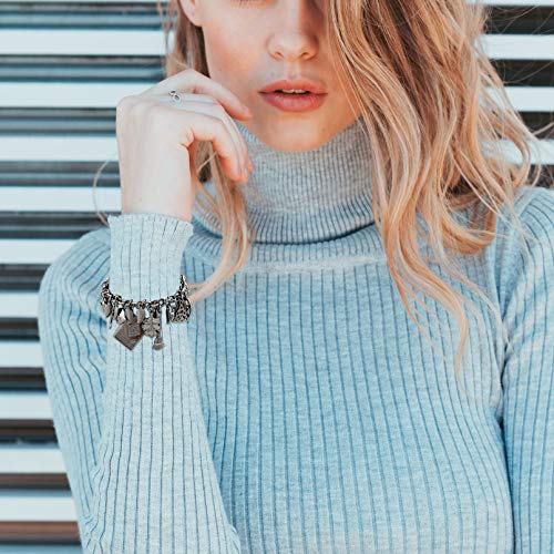RechicGu Mythology Fairytale Lucky Charms Cuff Bangle Bracelet Cross Leaf Moon Face Celtic Cat - color: Black