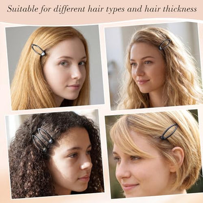 obeoby 30 Pcs Snap Hair Clips, 2.7-in Oval Barrettes for Women, Black | Non Slip Metal Hair Pins for Thick Fine Thin Hair Accessories Styling Gifts - color: Black