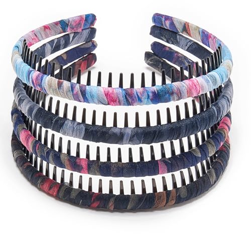 STHUAHE4PC Multicolor Protection Resin Teeth Comb Hair Hoop Hairband Headband Hair Accessories by Beauty hair (Multi-colored-No.24) - color: Multi-colored-No.24