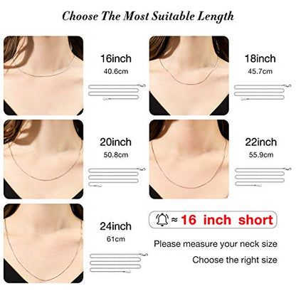 925 Sterling Silver Chain Necklace for Women 0.8mm Box Chain, Italian Necklace Chain, Super Strong & Thin & Long16/18/20/22/24 Inches - color: White Gold, size: 18 Inch
