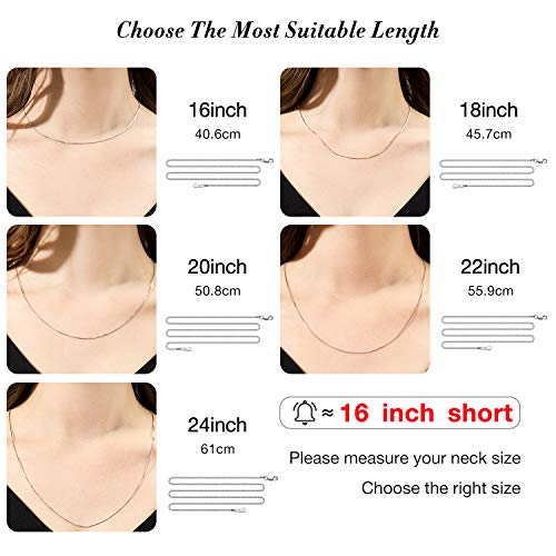 925 Sterling Silver Chain Necklace for Women 0.8mm Box Chain, Italian Necklace Chain, Super Strong & Thin & Long16/18/20/22/24 Inches - color: White Gold, size: 22 Inch
