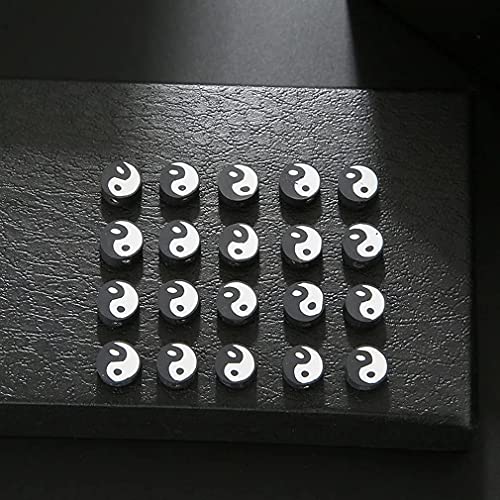 100pcs Black Yin Yang Polymer Clay Spacer Beads for Women Jewelry Making DIY Bracelet Necklace Hair Clip Accessories (Black Yin Yang) - color: Black Yin Yang